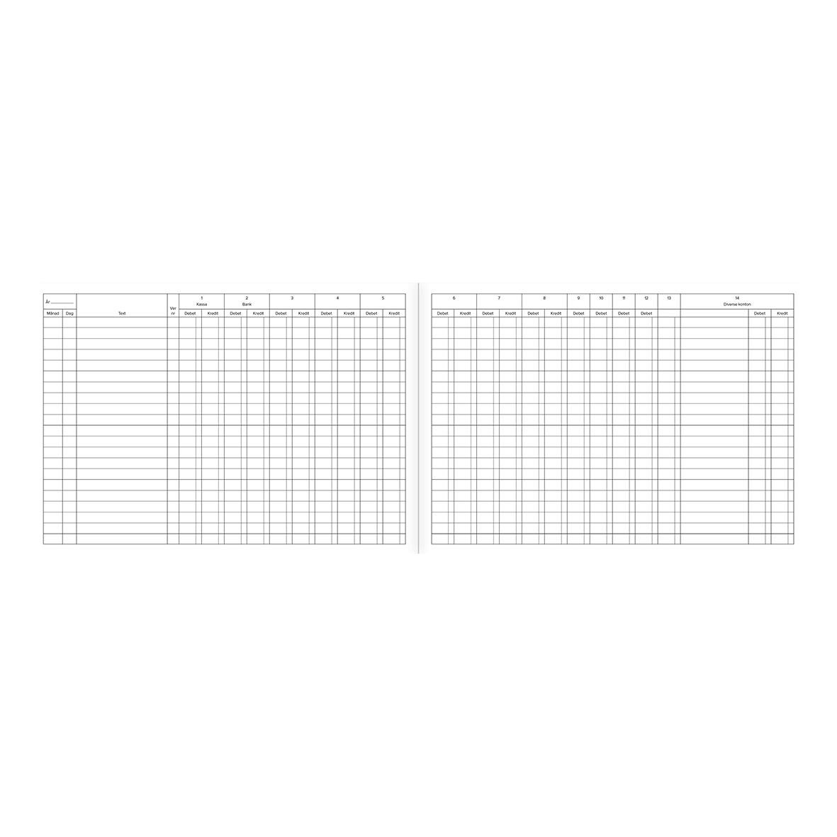 Kassabok med 31 sidor för dubbel- och enkelkolumner, A4-format
