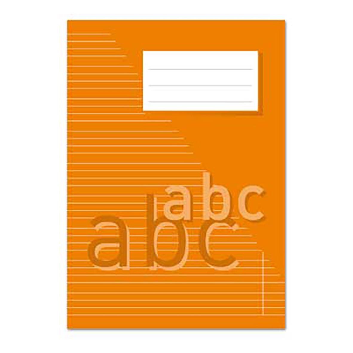 Orange skrivhäfte med linjerad sida 5+5+5+7mm, 24 blad, A5 storlek, 70g papper
