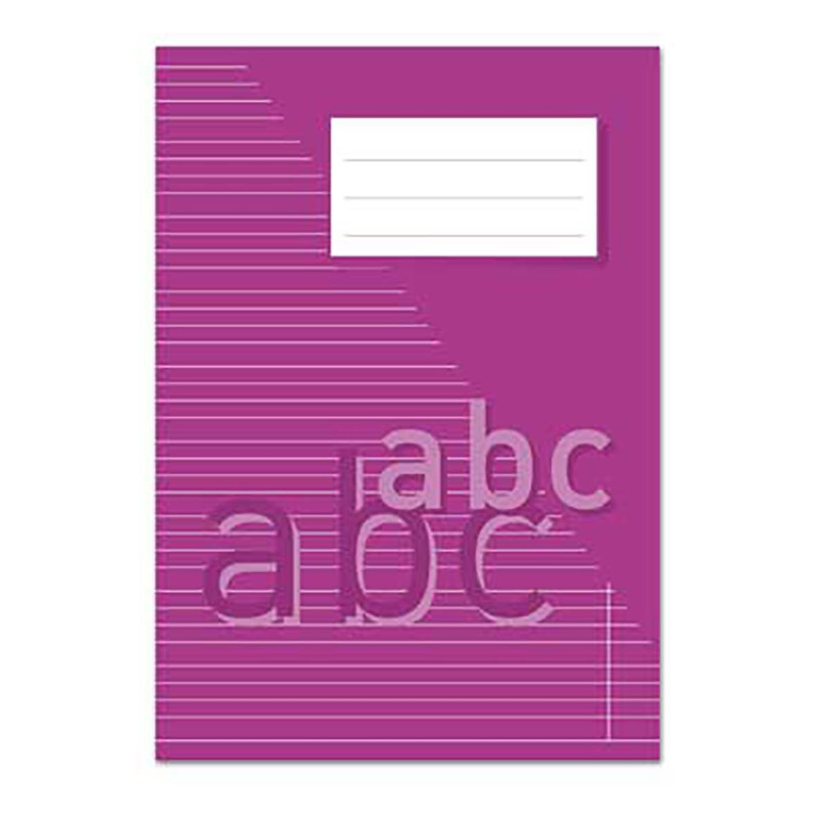 Violett skriv- och rithäfte med linjerade sidor, A5, 24 blad, 70g papper, olika linjebreddar