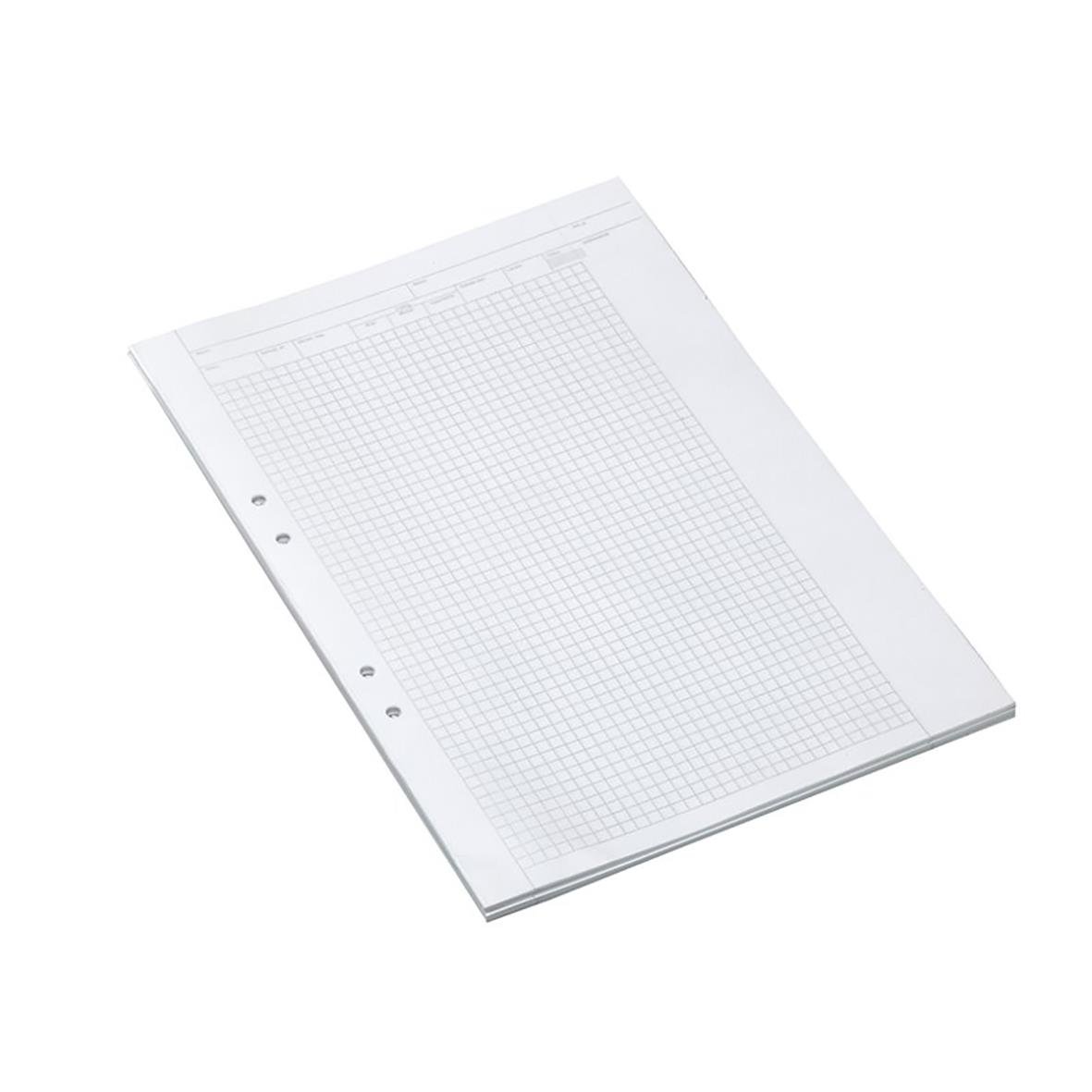 Provskrivningsblad med rutat 5x5mm, A3 till A4, 70g papper, stående format