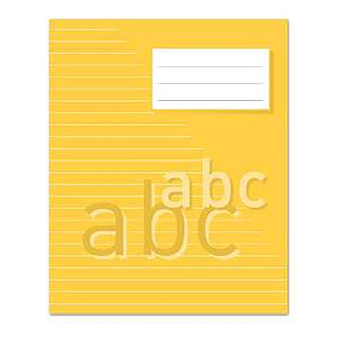 Gult skrivhäfte med linjerade sidor och 32 blad, mått 17x21cm, 8,5mm linjeavstånd, 70g papper