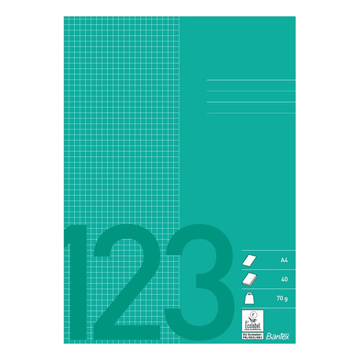 Räknehäfte med rutade sidor 5x5mm, 40 blad, gräsgrön A4 70g