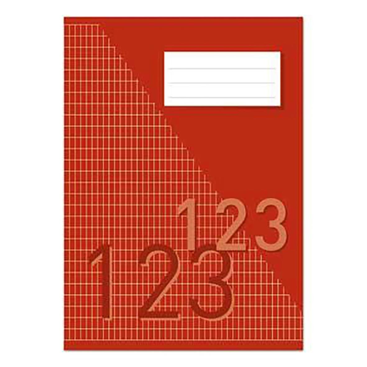 Räknehäfte med rutade sidor 5x10mm, 40 blad, röd A4, 70g