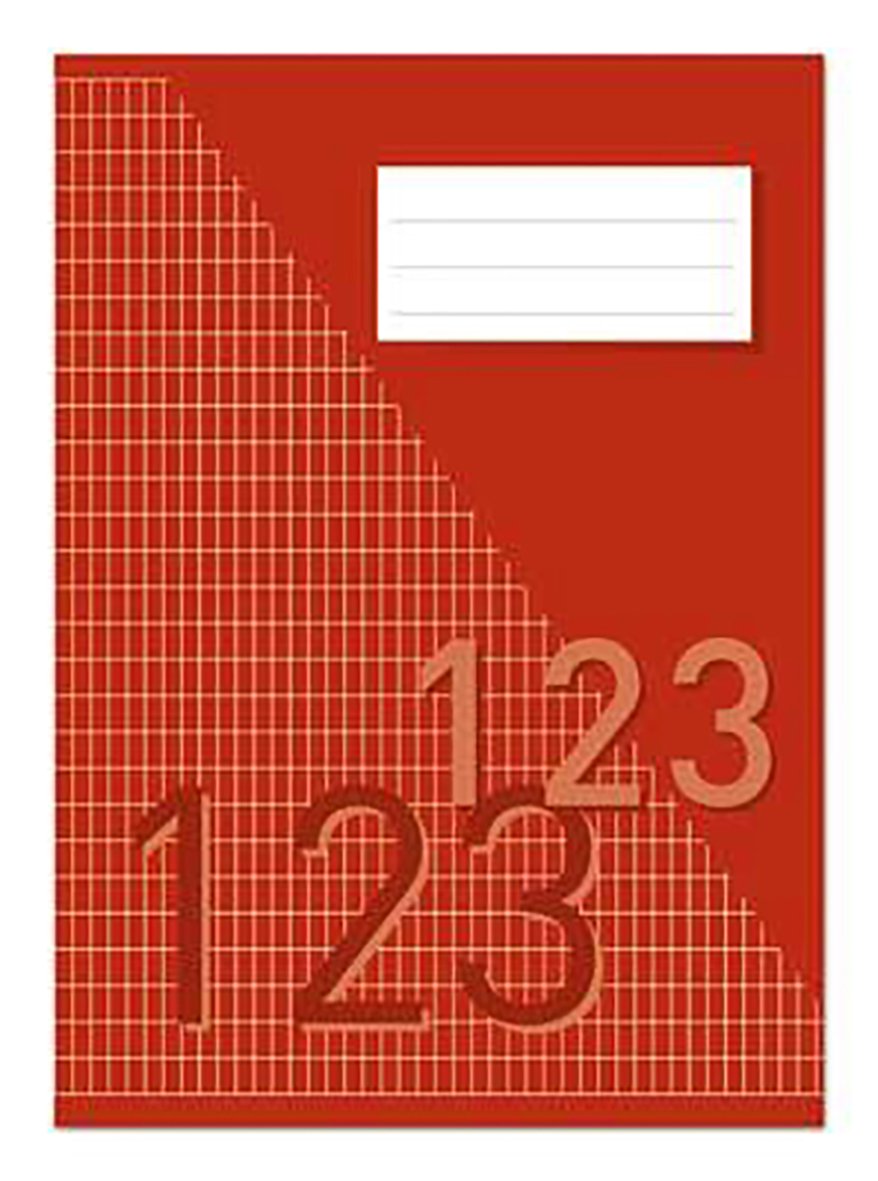 Räknehäfte med rutade sidor 5x10mm, 40 blad, röd A4, 70g