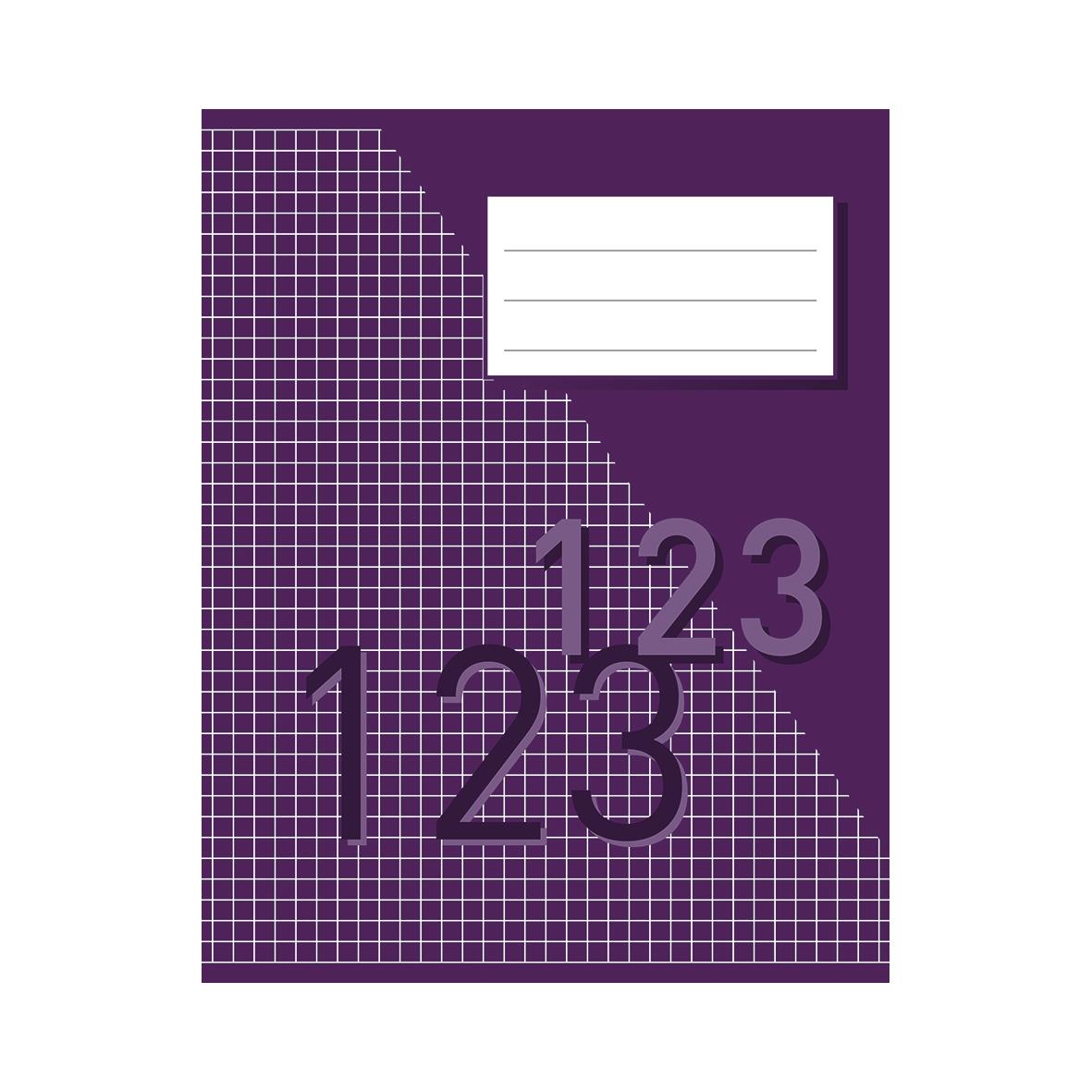 Räknehäfte med lila omslag, rutnät 5x5mm, 32 blad, 17x21cm, 70g