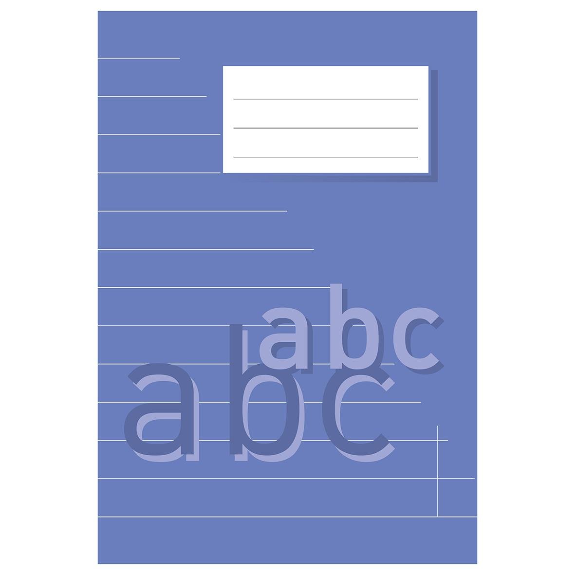 Lila A5 skriv- och rithäfte med 24 linjerade och blanka sidor, 14,5mm linjeavstånd, 70g papper