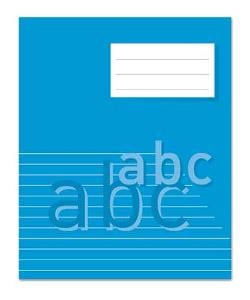 Blått skrivhäfte med linjerad och blank sida, 32 blad, 17x21cm, 70g