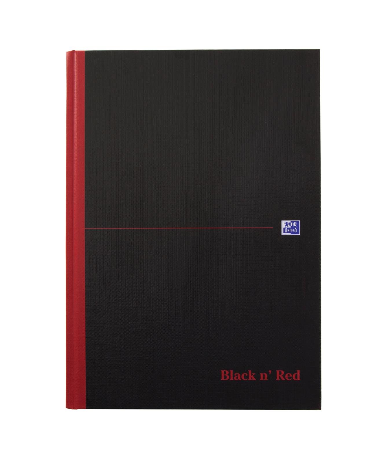 Svart anteckningsbok med röd kant och linjerade sidor, A4-storlek, från Oxford Black n' Red