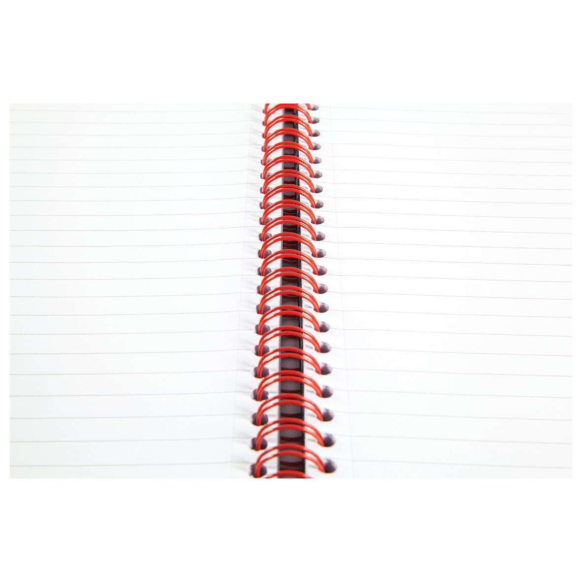 Kollegieblock Oxford Black n' Red PP Linjerat 70 blad, svart spiral, A5, 90g