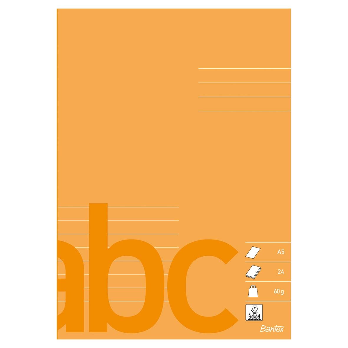 Skrivhäfte Bantex 1/2 Linj 8,5mm/1/2 Blank 24 blad Orange A5 60g 10181896