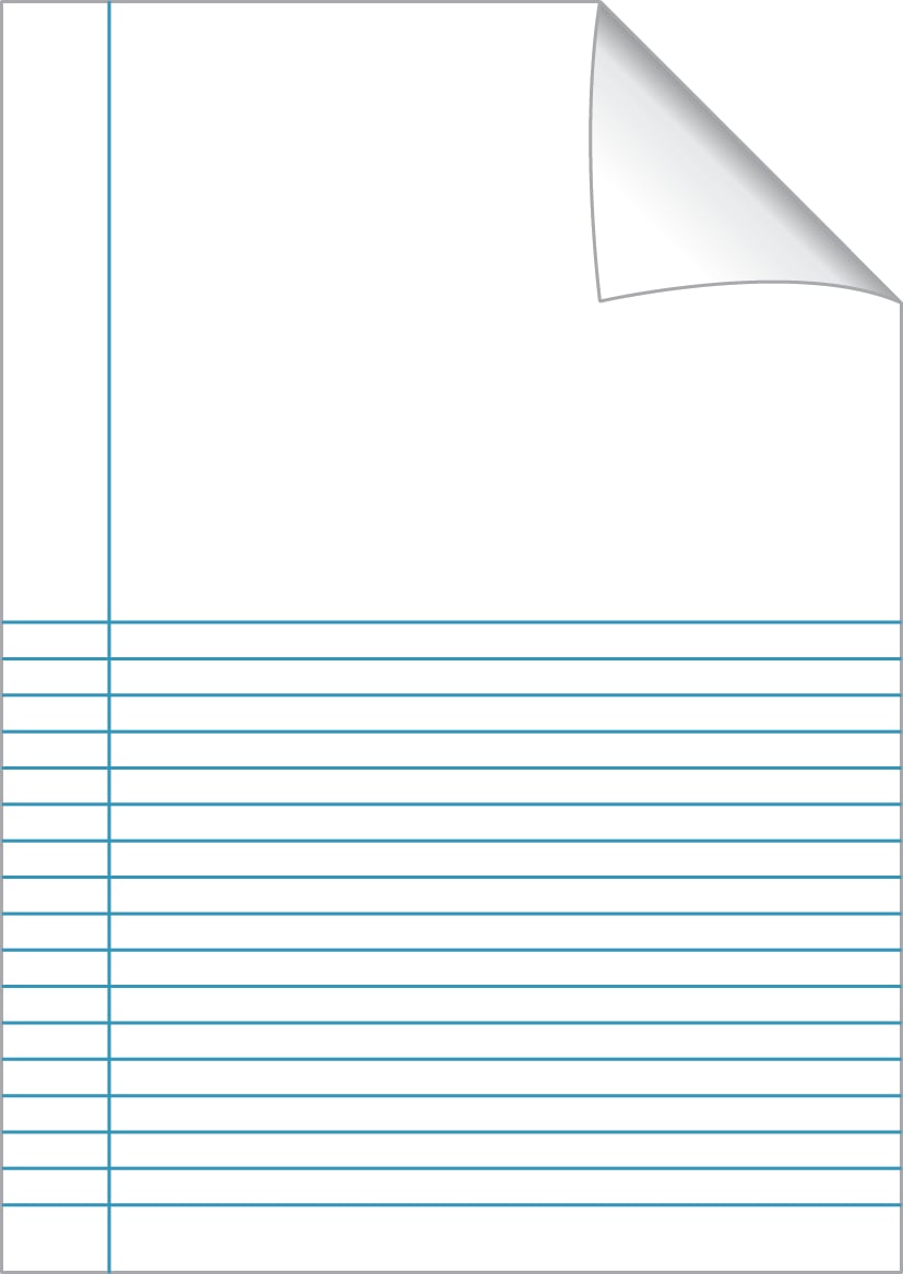 Skrivhäfte med linjerad och blank sida, 32 blad, petrolfärgad A4, 70g papper