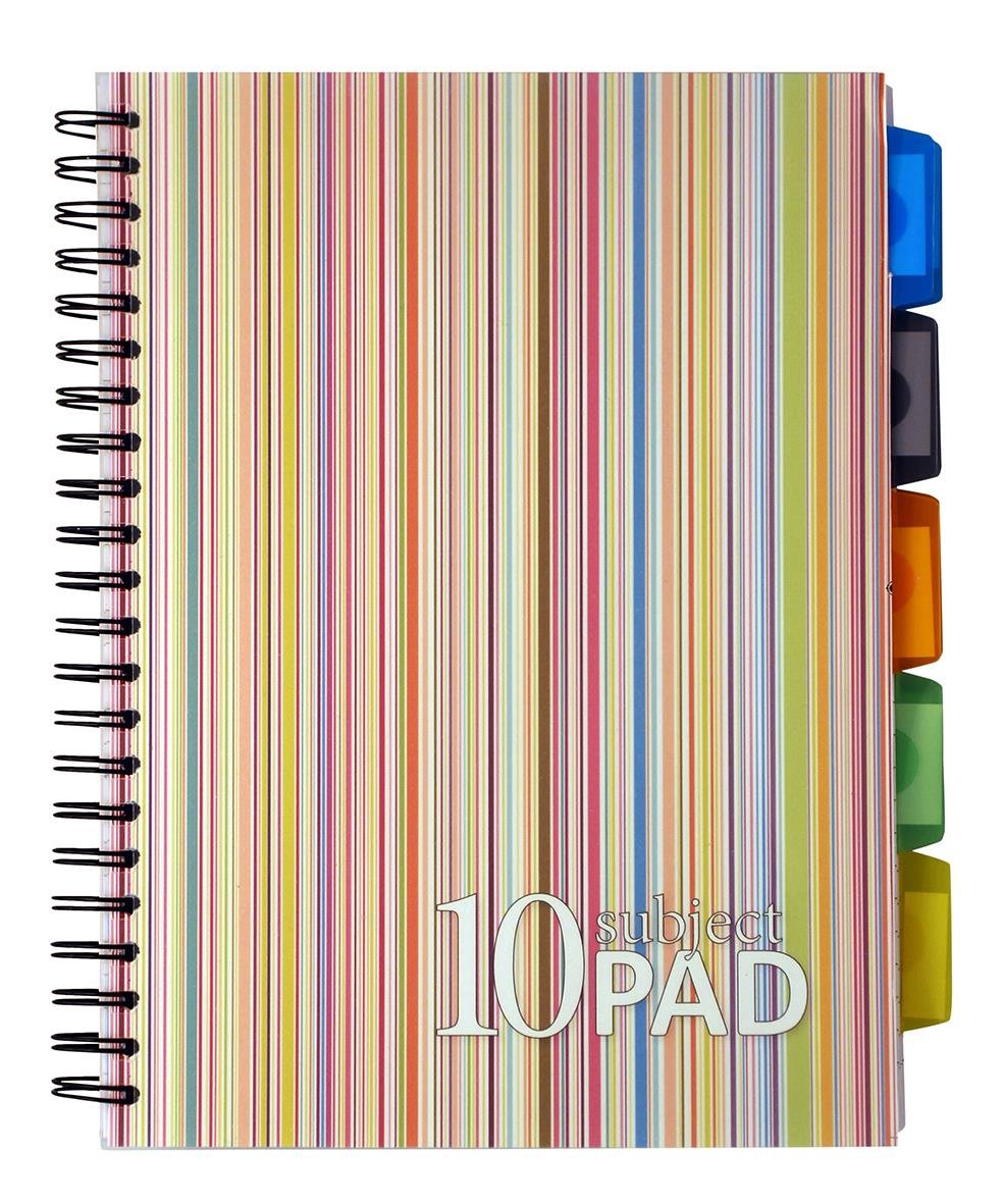 Ämnesblock med 10 flikar i PP, 200 sidor, A4-format, färgglad design