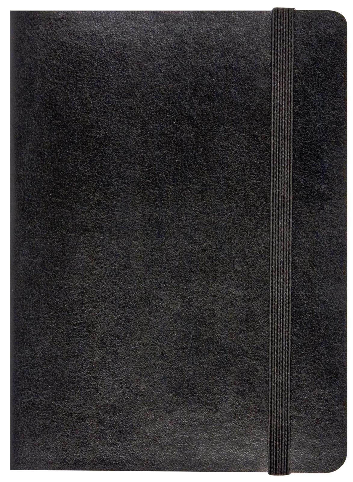 Svart anteckningsbok med elastisk band och linjerade blad, A5 storlek, 96 sidor