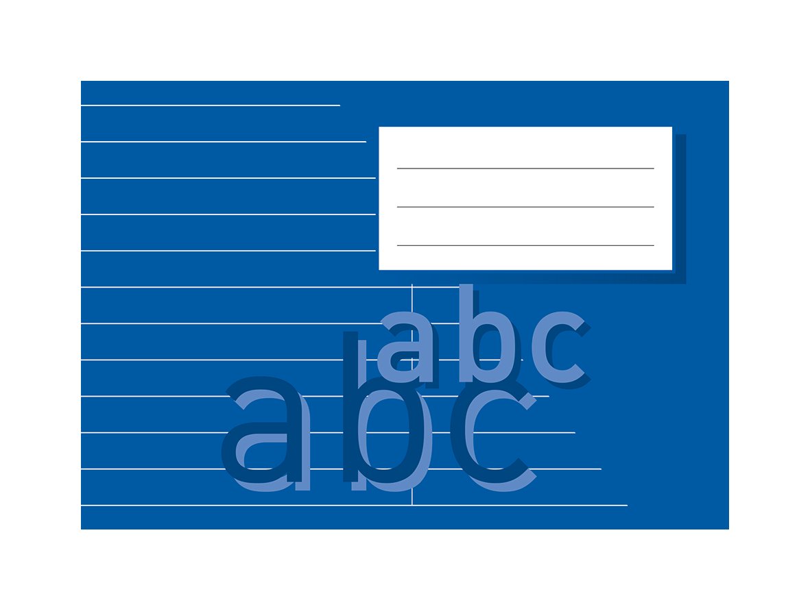 Blå gloshäfte med linjerat papper, 8,5mm linjeavstånd, 24 blad, A6L, 70g