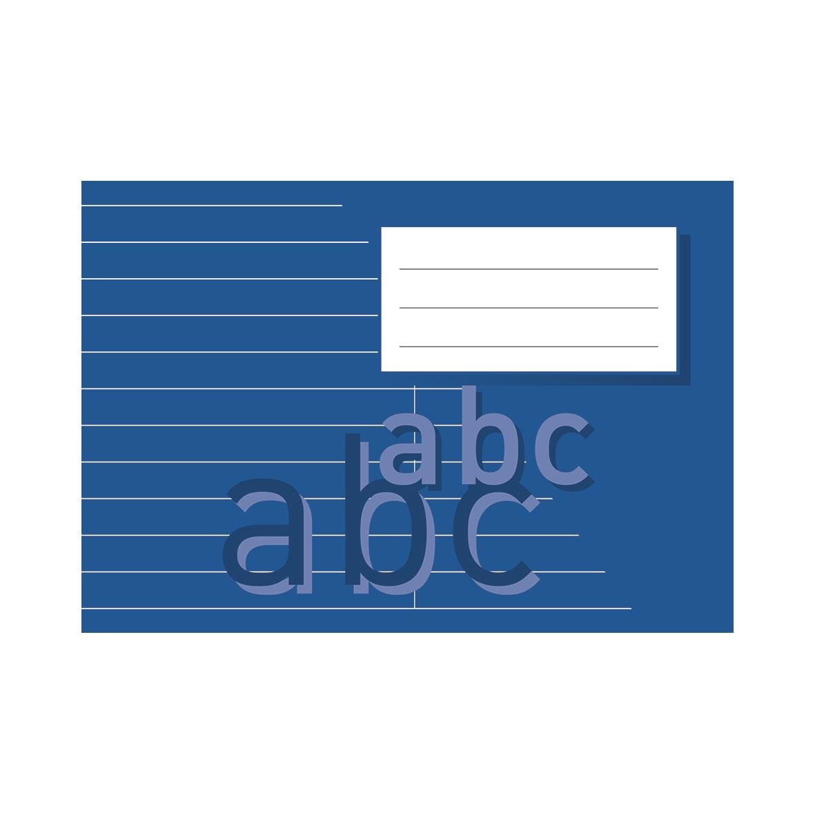 Blå gloshäfte med linjerat papper, 8,5mm linjeavstånd, 24 blad, A6L, 70g