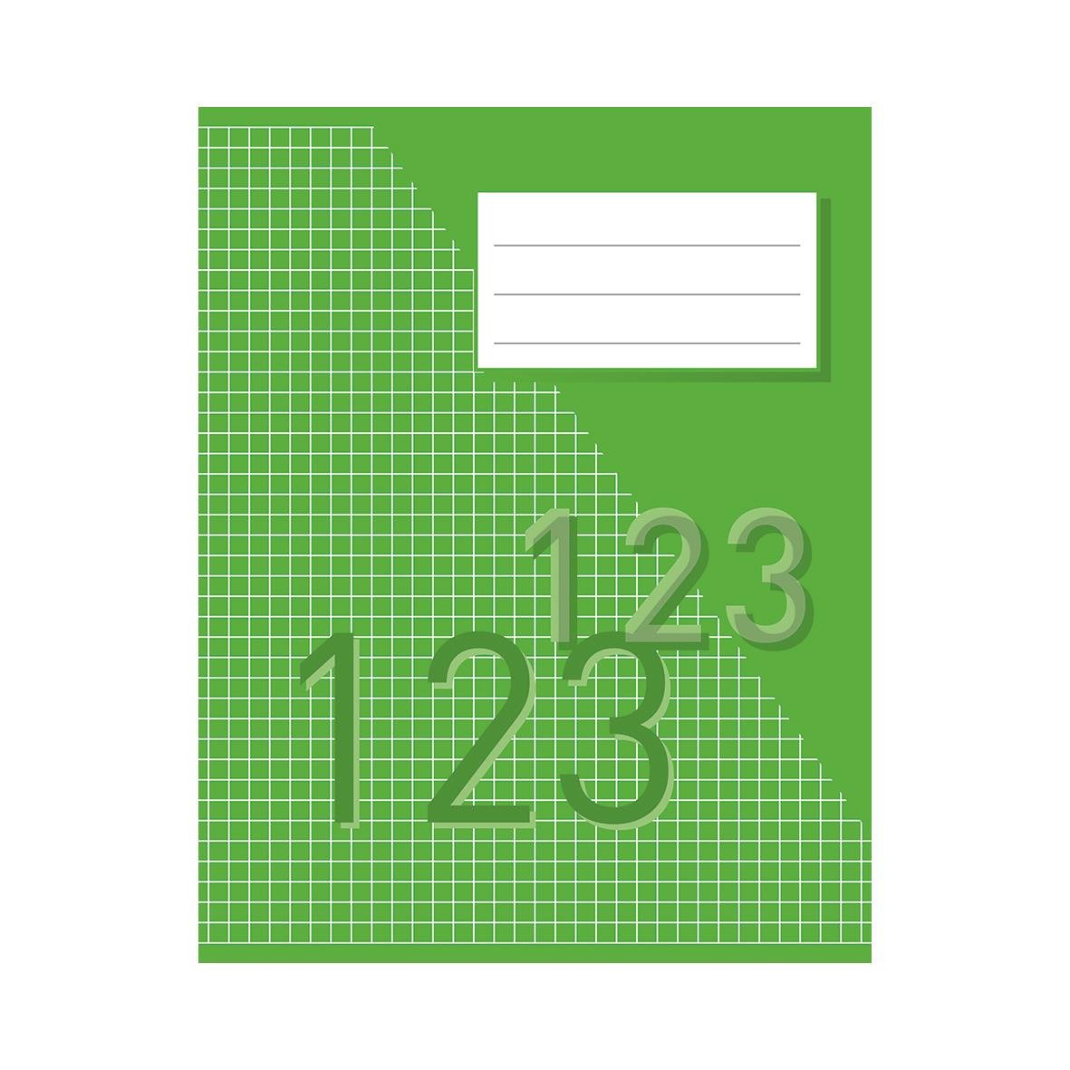 Grönt räknehäfte med rutade sidor 5x5mm, 24 blad, A5, 70g, med plats för anteckningar