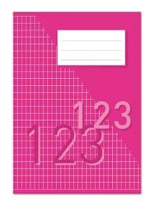 Räknehäfte med rutade sidor 5x8mm, 24 blad, cerise färg, A5, 70g papper