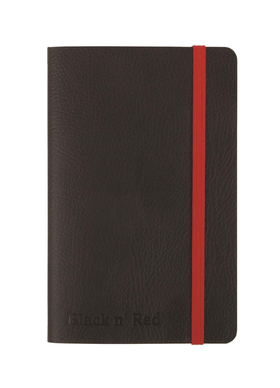 Svart anteckningsbok Oxford Black n' Red med röd elastisk band och mjukt omslag A6