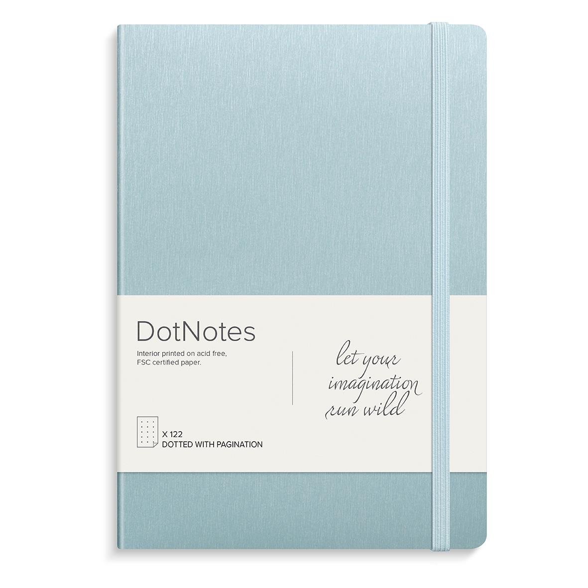 Ljusblå anteckningsbok Burde 7403 DotNotes Soft A5 med elastisk band och duttad sida