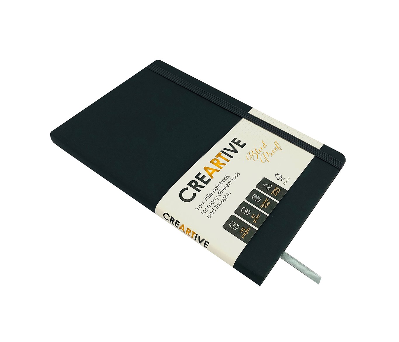 Skrivbok Creartive Dotes 96 blad Svart A5 90g