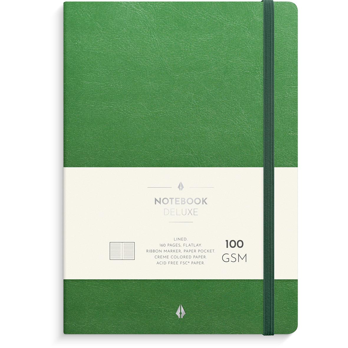 Grön anteckningsbok Burde Deluxe A5 med elastisk band och 100 sidor