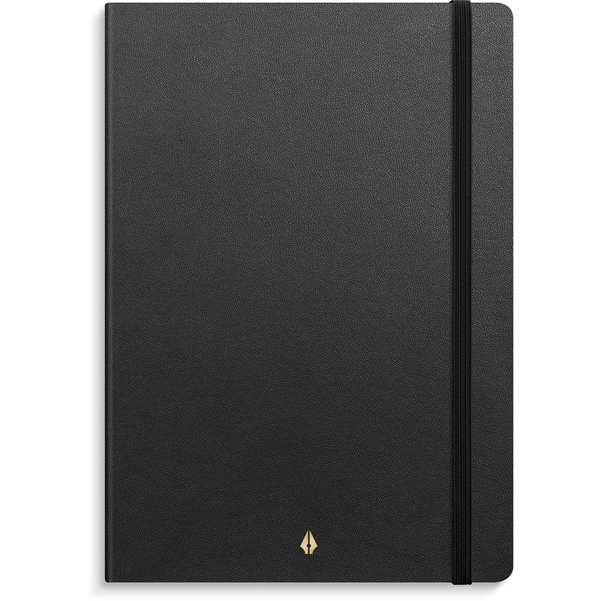 Svart anteckningsbok Burde Deluxe A5 med elastisk band och guldfärgad logga
