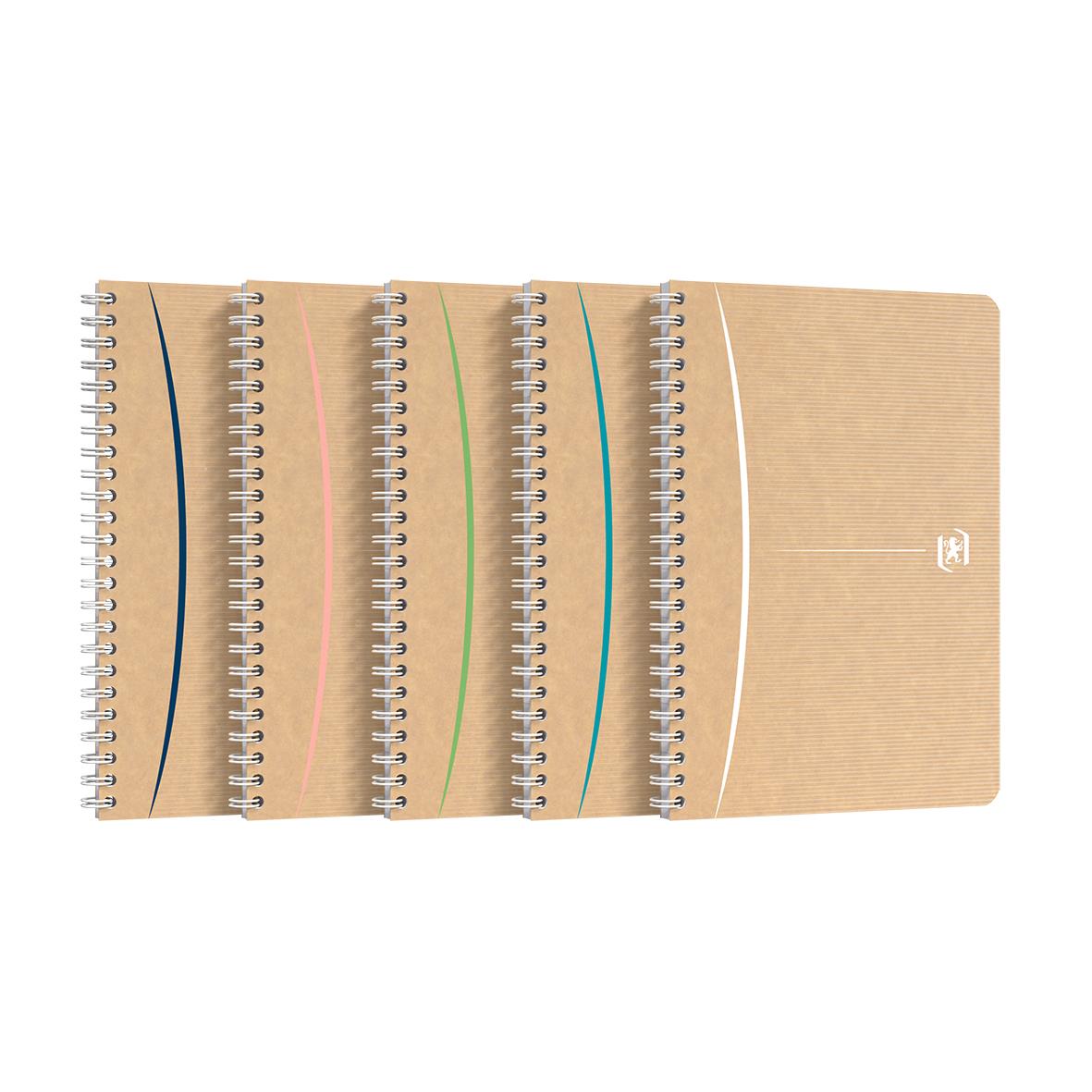 Kollegieblock Oxford Touareg Recycled Linjerat 90 Blad A5+ 90g i naturfärgad kartong med spiralrygg