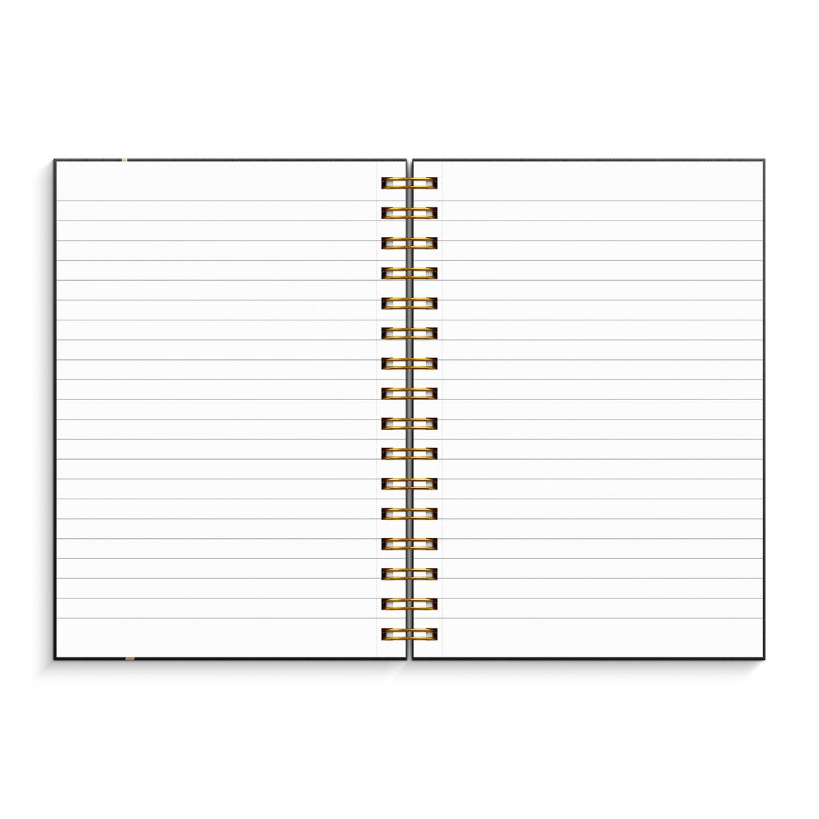Spiralbunden linjerad anteckningsbok i A5 storlek med tomma sidor