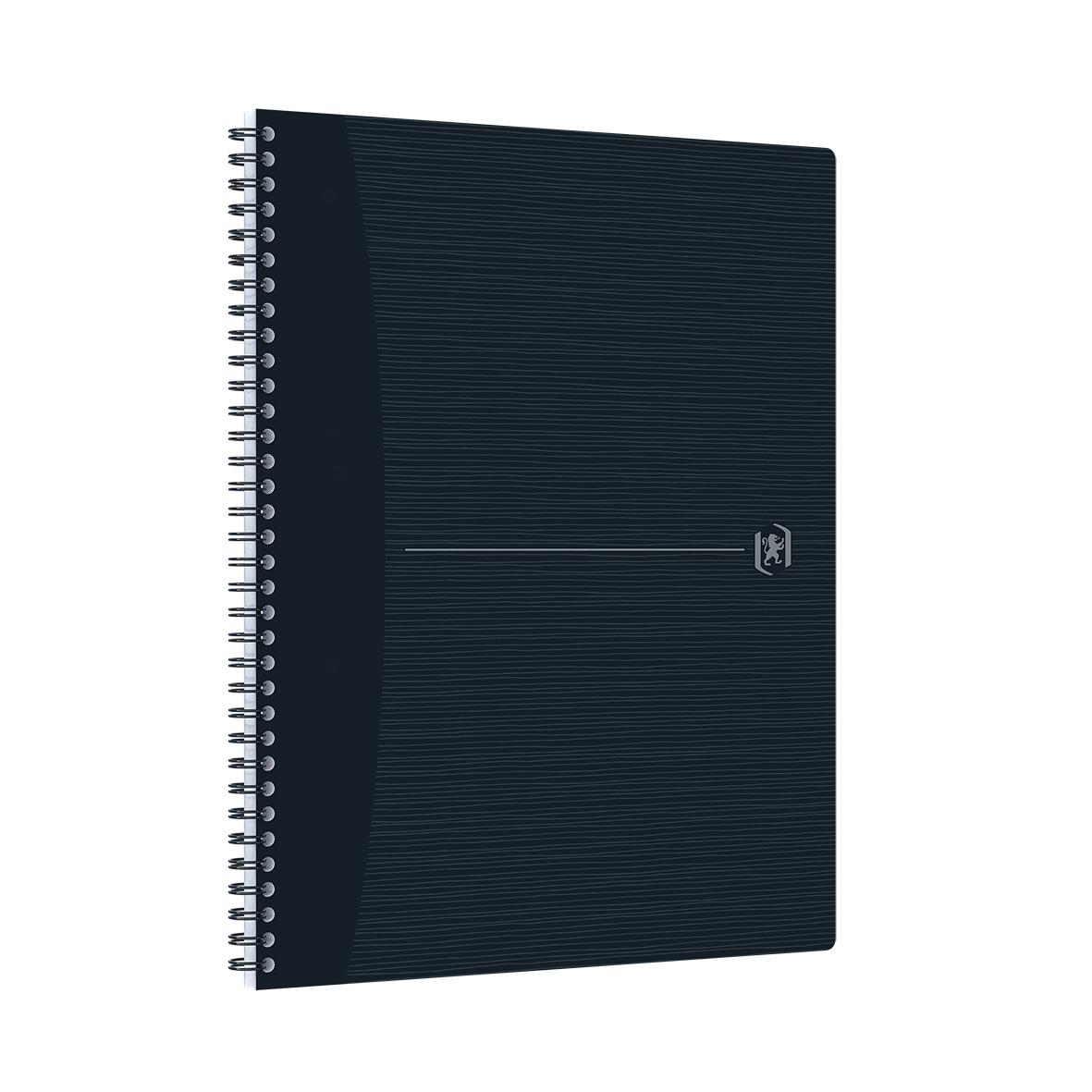 Svart kollegieblock med linjerat A4+ papper och spiralbindning