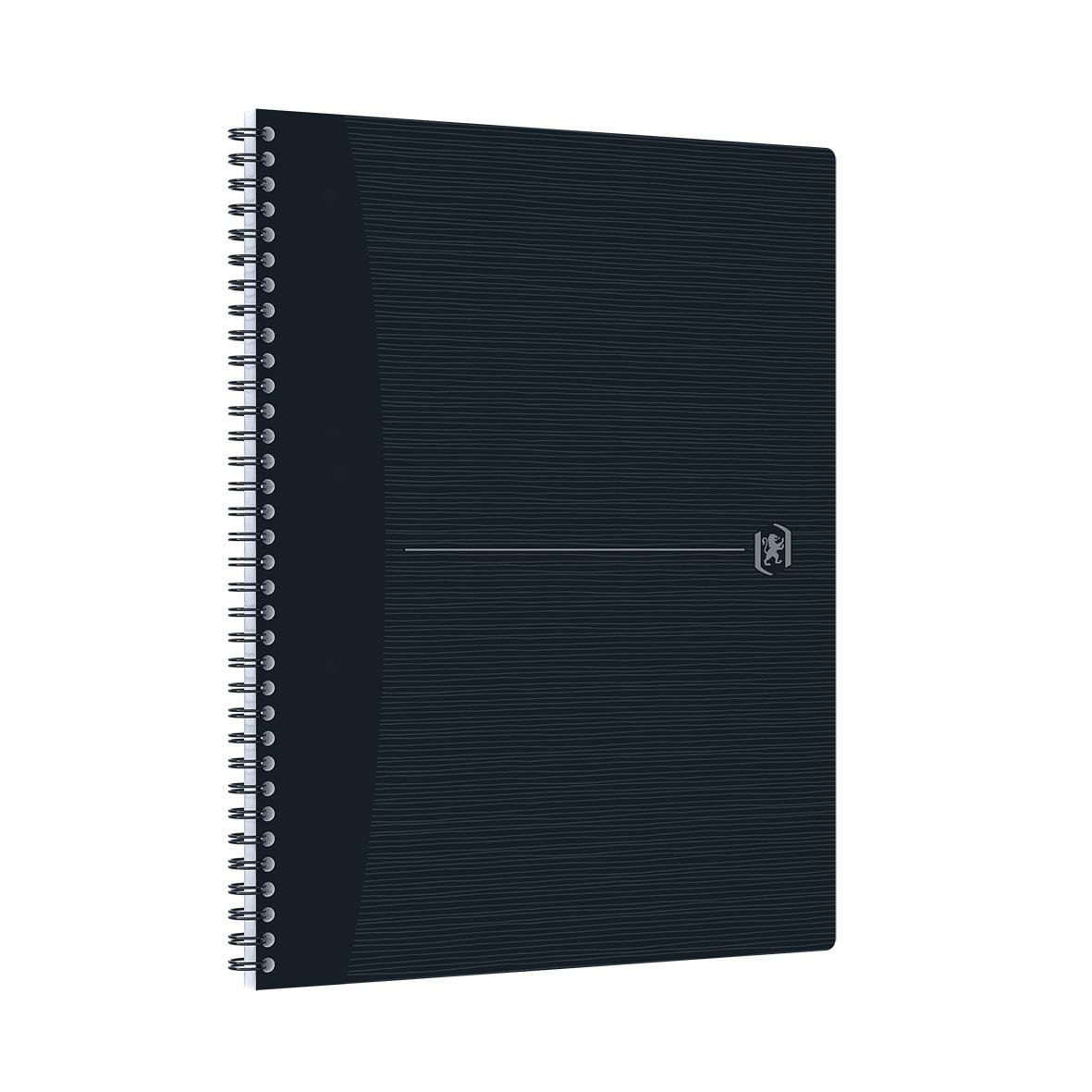 Svart kollegieblock med spiralbindning och rutade sidor, A4+ storlek, 90g papper