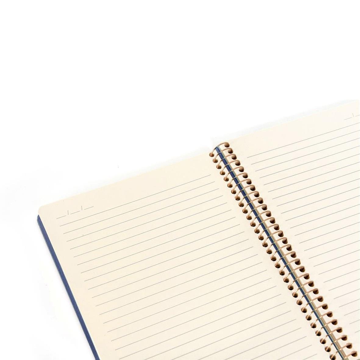 Blå linjerad anteckningsbok Kozo Premium A5 öppen med tomma sidor