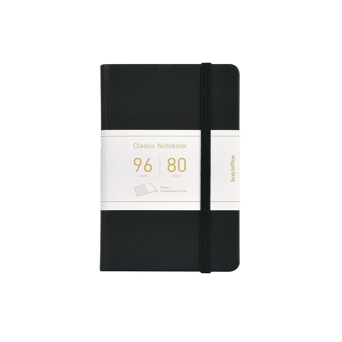 Svart linjerad anteckningsbok i A6 storlek med elastisk band