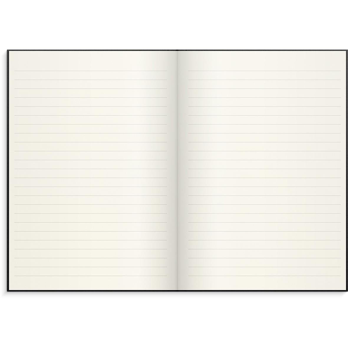 Svart linjerad anteckningsbok i A5 storlek med linjerad sida
