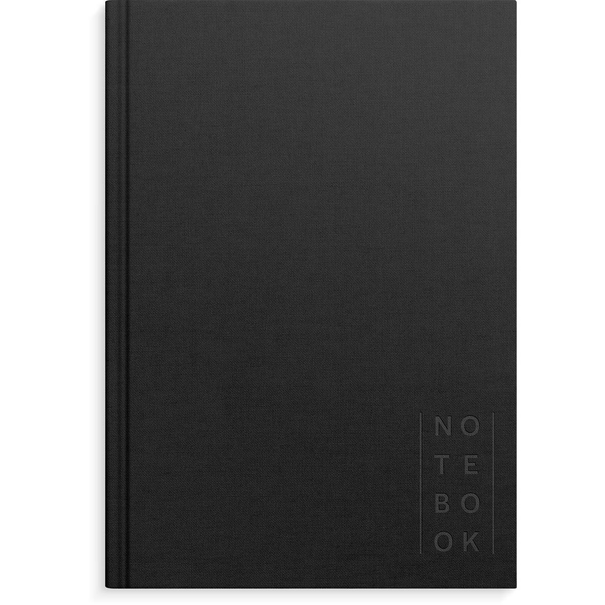 Svart anteckningsbok i linne med linjerad sida A5