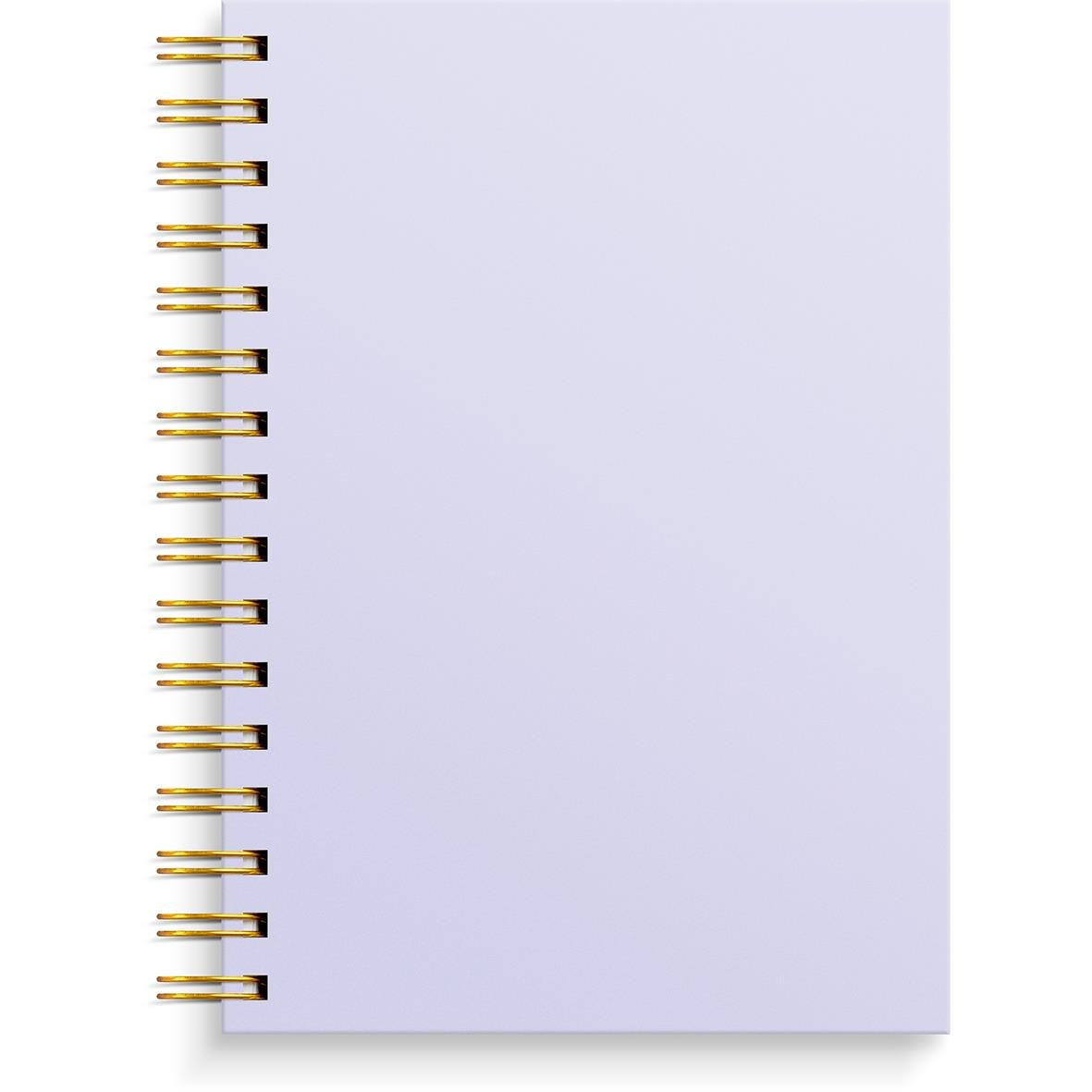 Lila spiralbunden anteckningsbok med linjerad sida i A5-storlek
