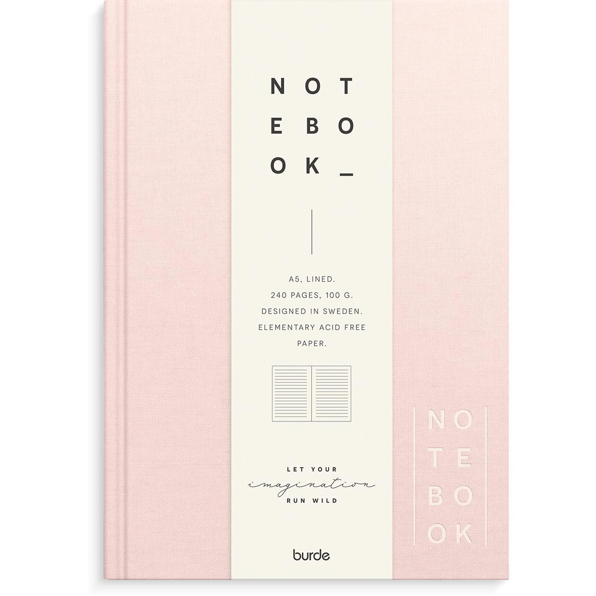 Rosa spiralbunden anteckningsbok med linjerad sida i A5-storlek