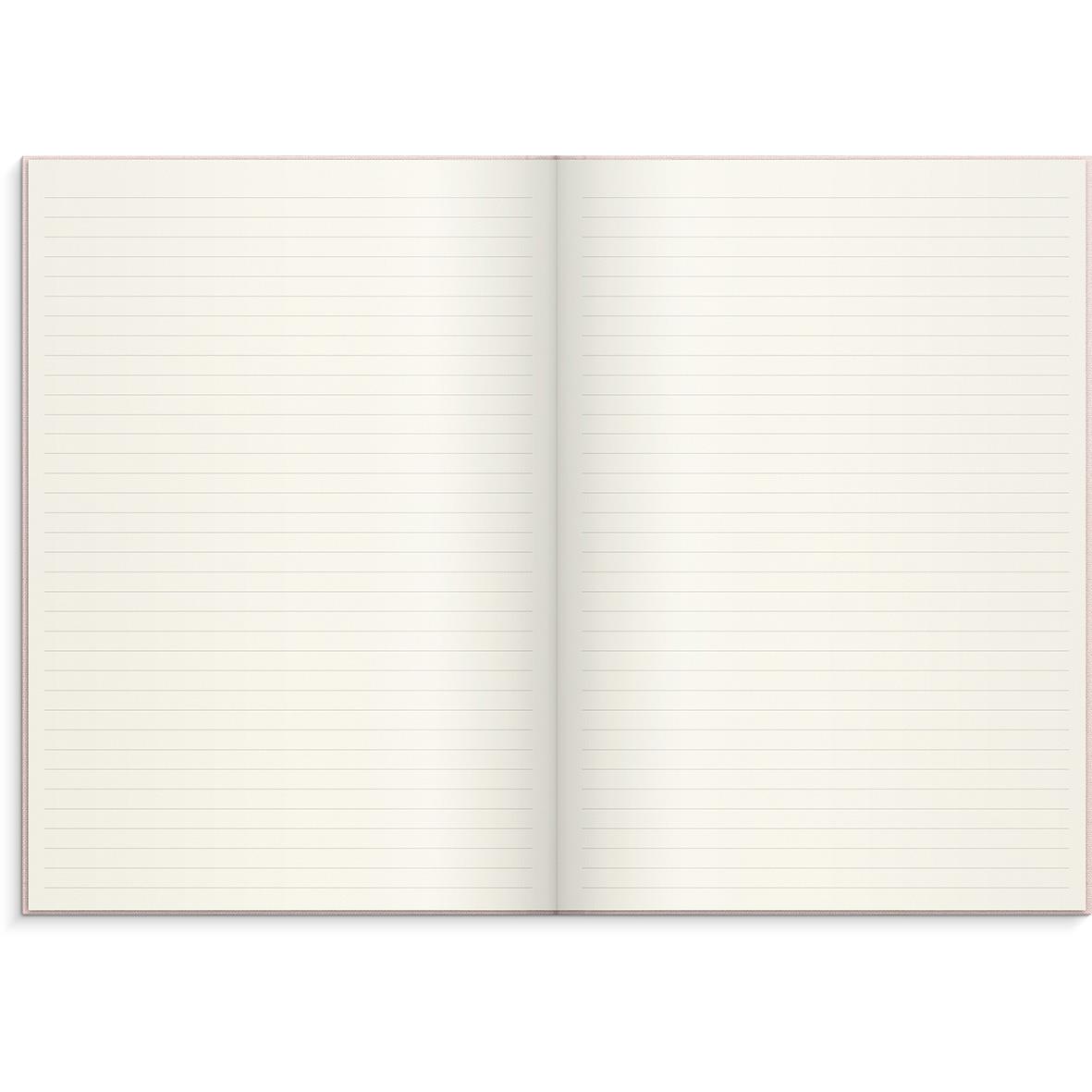 Rosa linjerad anteckningsbok i A4-format med linjerad sida