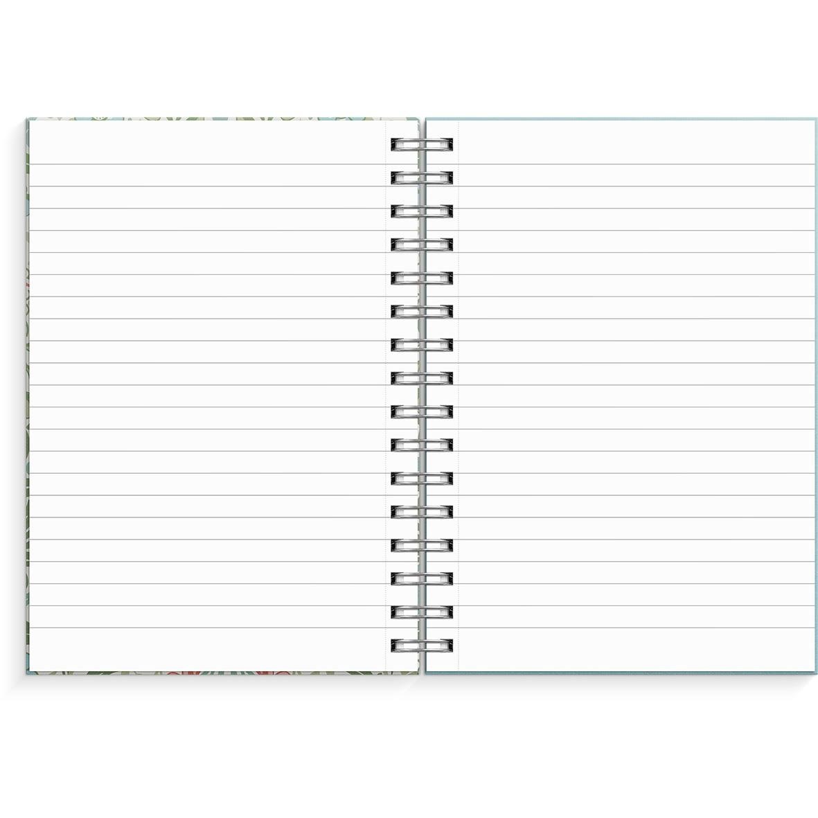 Blå och grön spiralbunden anteckningsbok med linjerade sidor i A5-storlek