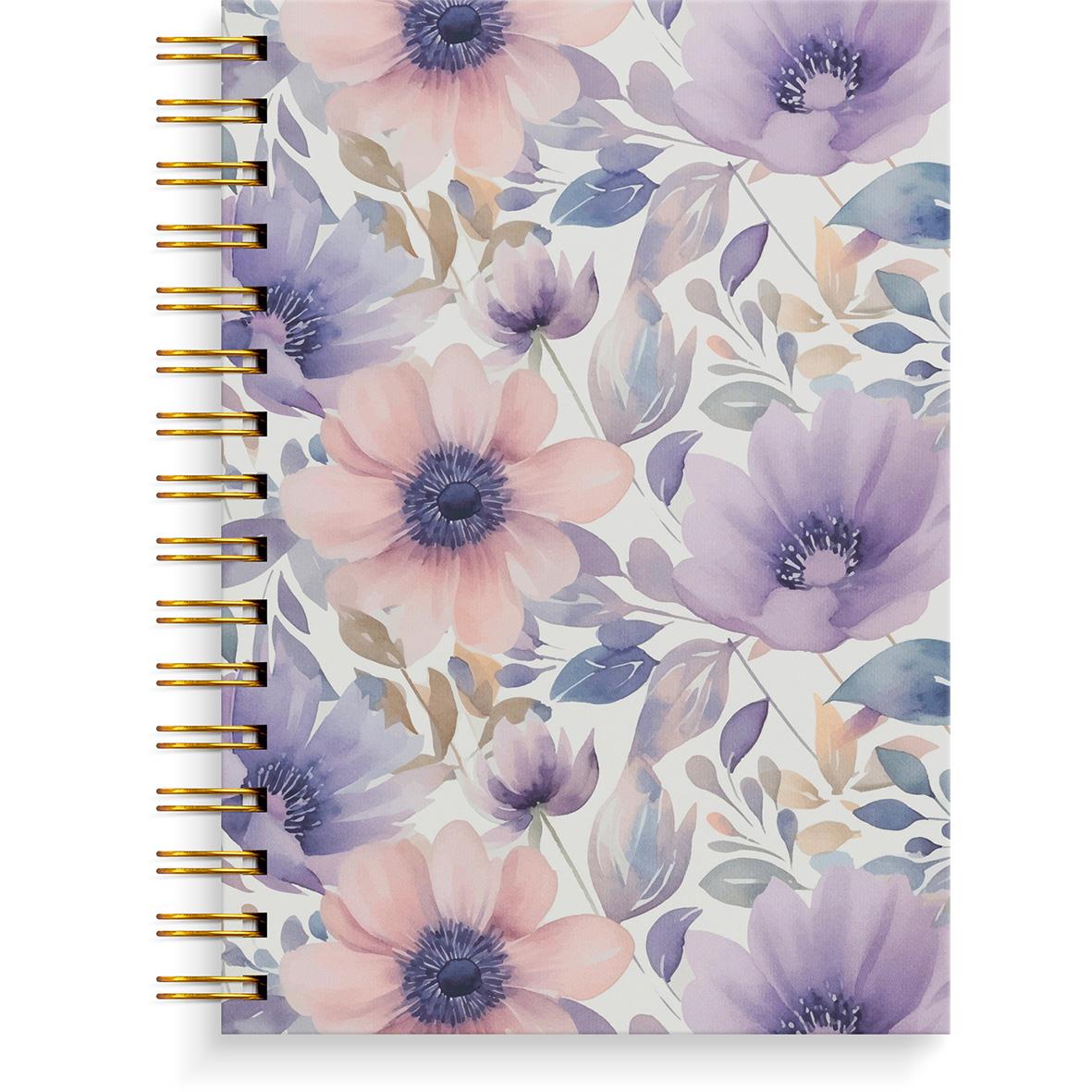 Anteckningsbok Burde Spiral Flower Linjerad Lila A5