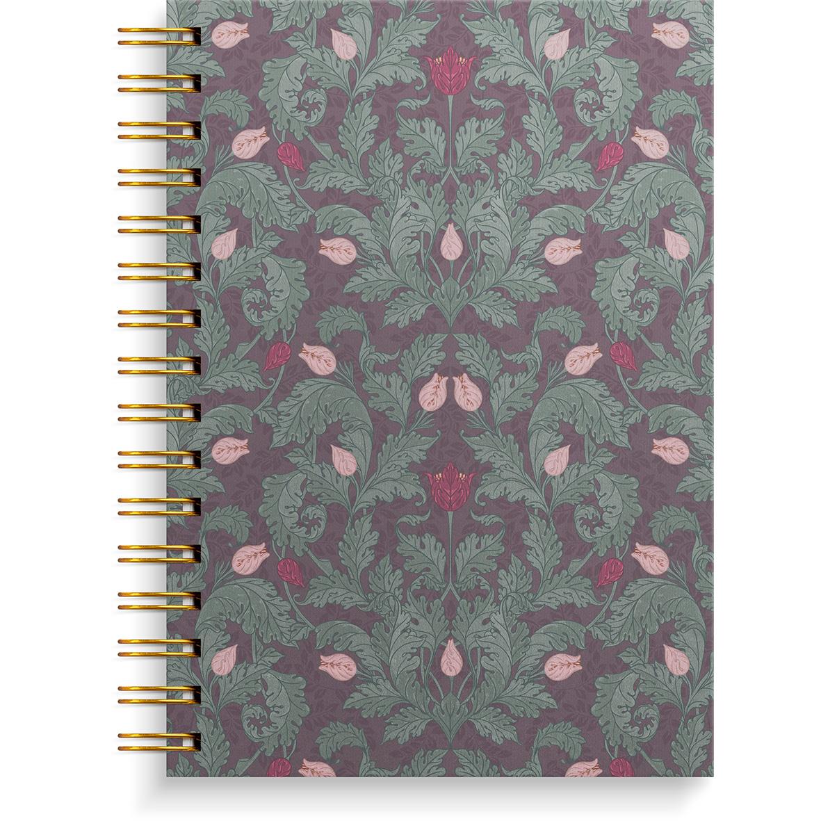 Anteckningsbok Burde Spiral Flower Linjerad Burgundy A5