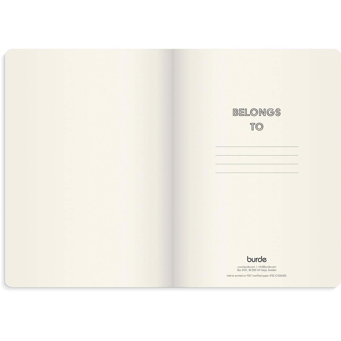 Beige anteckningsbok Burde Deluxe Smooth A5 med plats för namn och innehåll