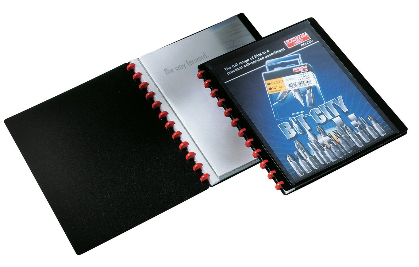 Svart A4-dokumentmapp med 20 fickor och duralook, lätt att använda, förvaring av dokument