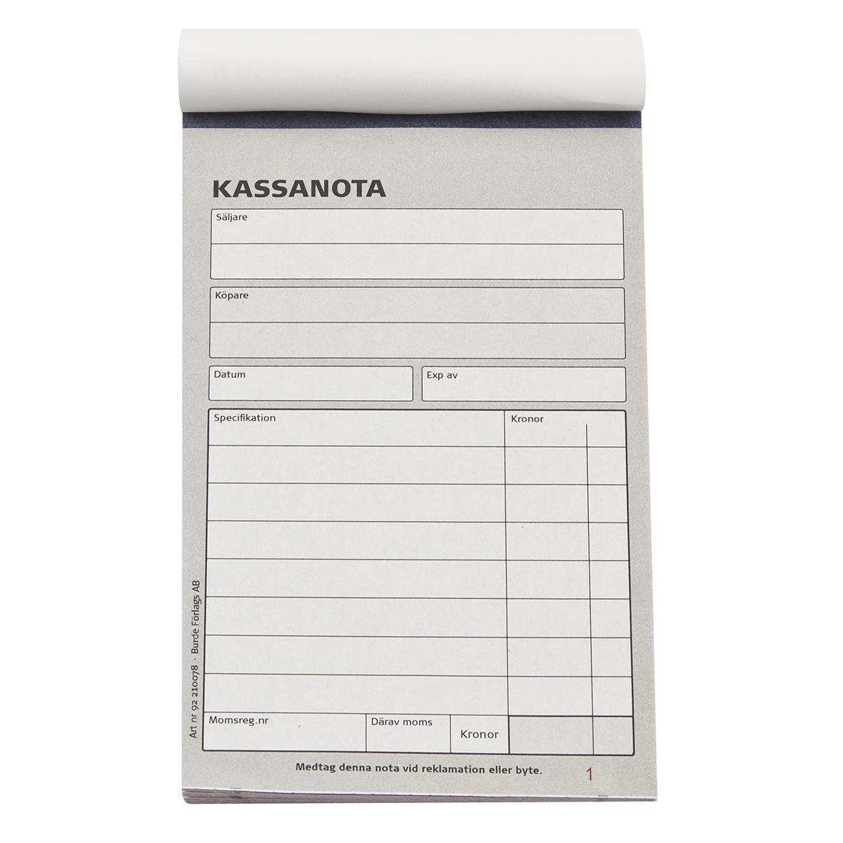 Kassapärm med 50 numrerade sidor och kopieringspapper i A6-storlek