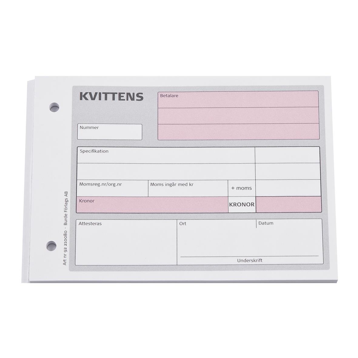 Kvittensblock utan kopia med 50 sidor i A6-storlek