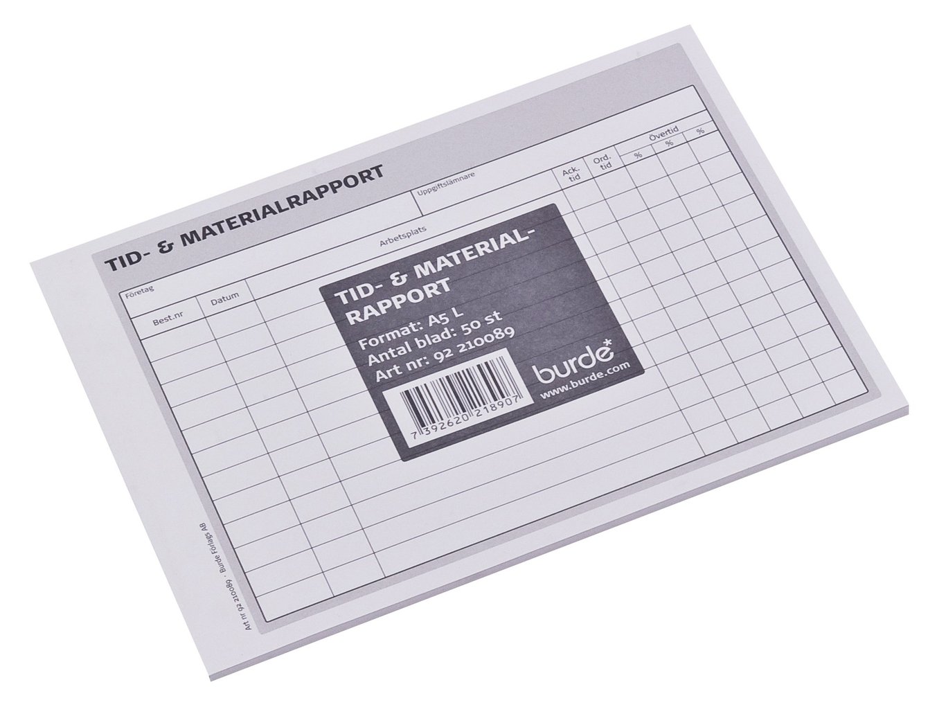 Tid & Materialrapport 50 Sidor A5L 10240009_1