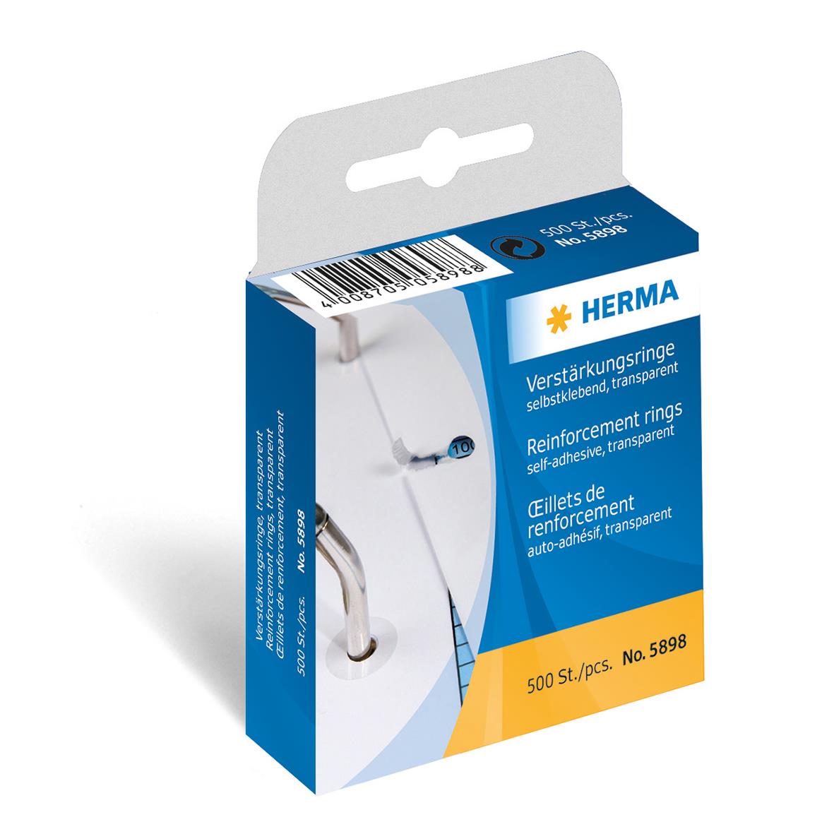 Hålförstärkare Herma transparent Ø12mm i förpackning med 500 stycken