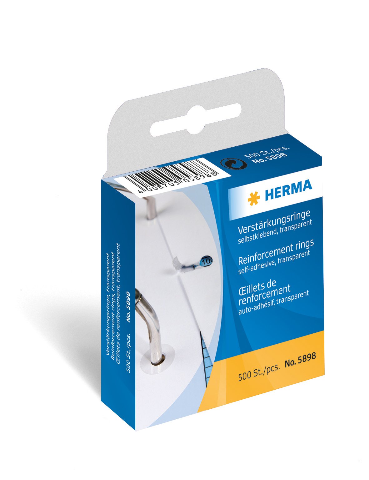 Hålförstärkare Herma transparent Ø12mm i förpackning med 500 stycken