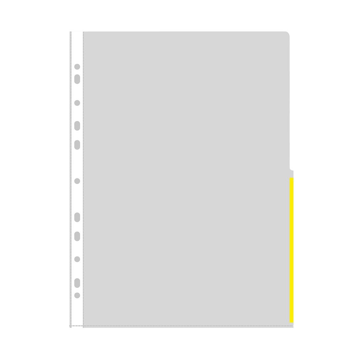Gul signalficka PP 0,12mm A4 med perforering och gul kant
