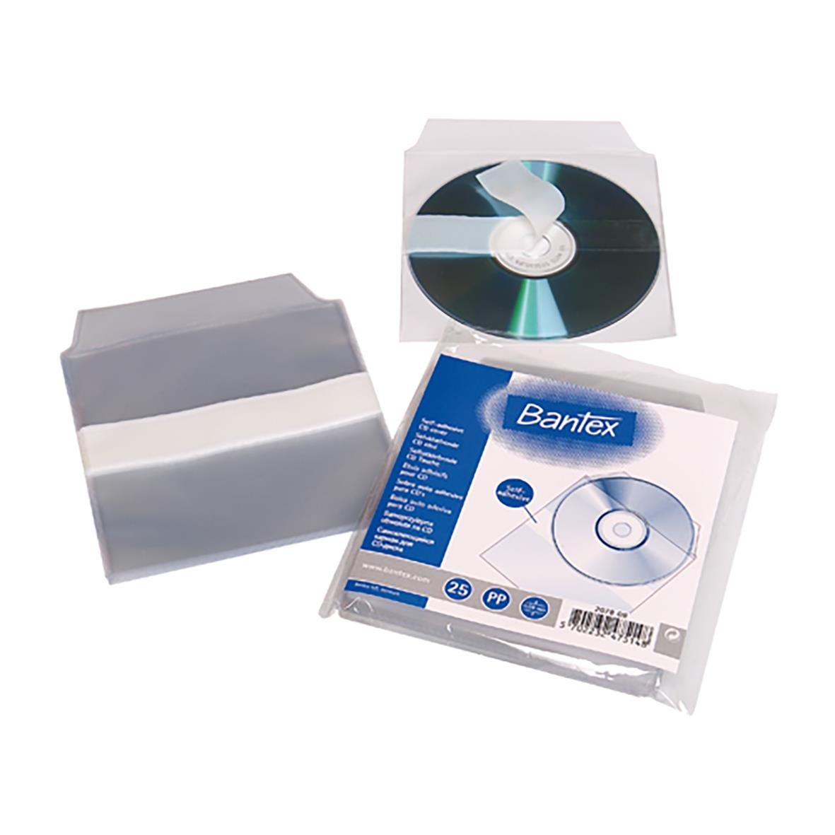 CD-ficka Bantex med låsflik och självhäftande yta, för förvaring av CD-skivor