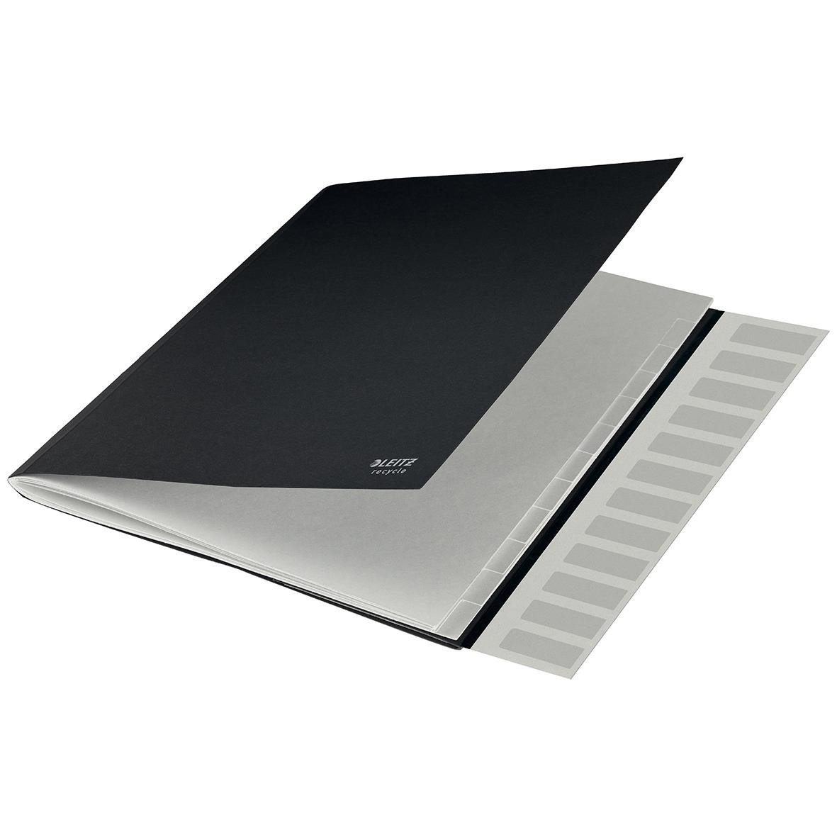 Sorteringsmapp Leitz Recycle 12-flik svart med etikettficka